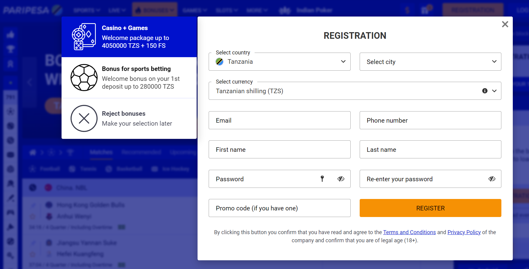 Features of registration in PariPesa Tanzania 